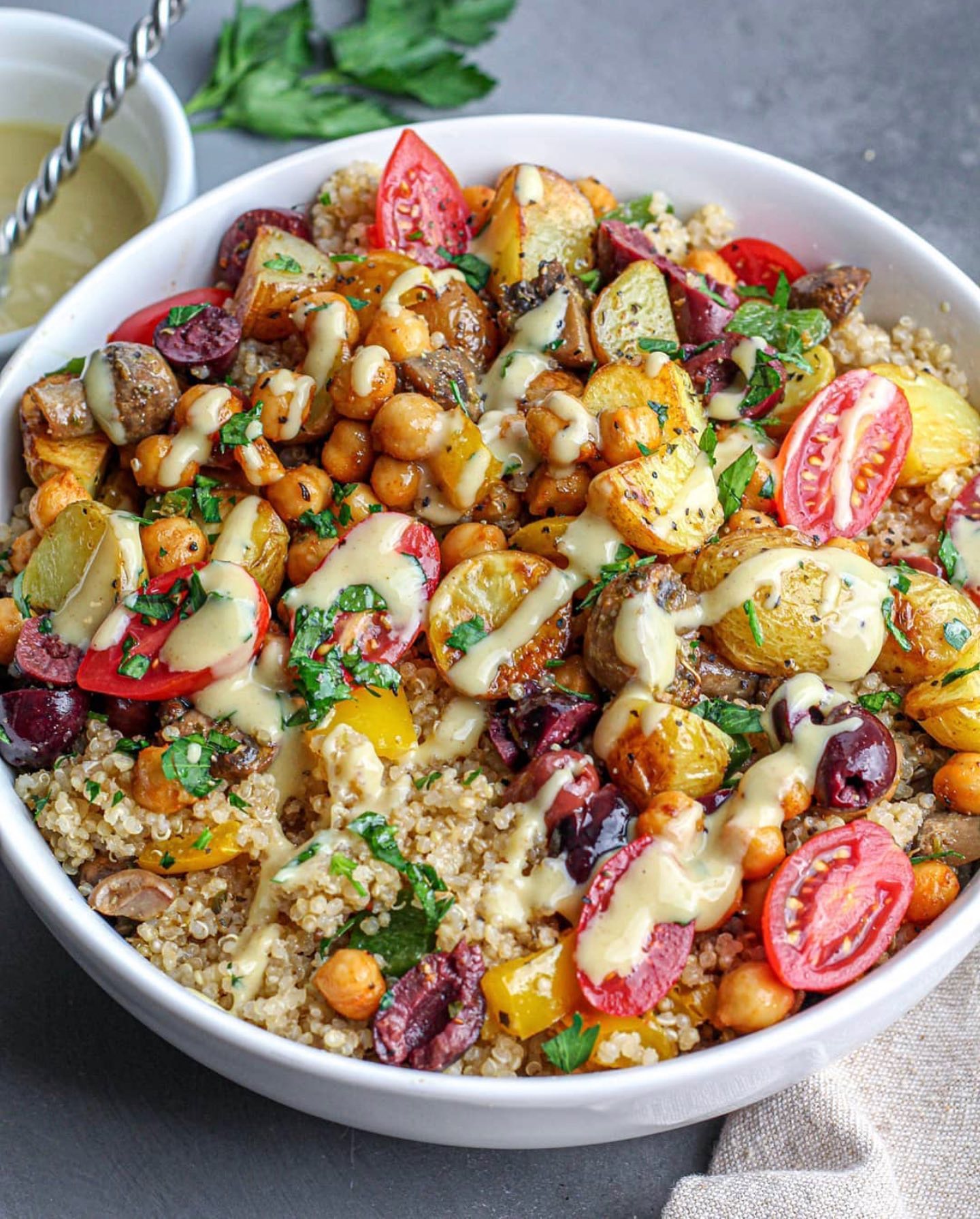 Roasted Potato and Spiced Chickpea Quinoa Salad