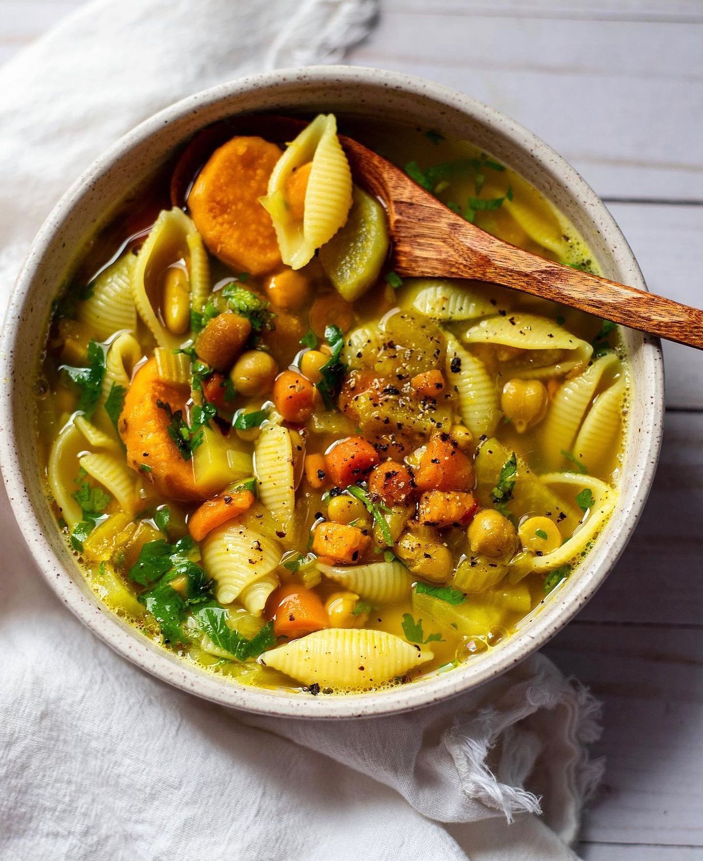 Golden Chickpea Noodle Soup