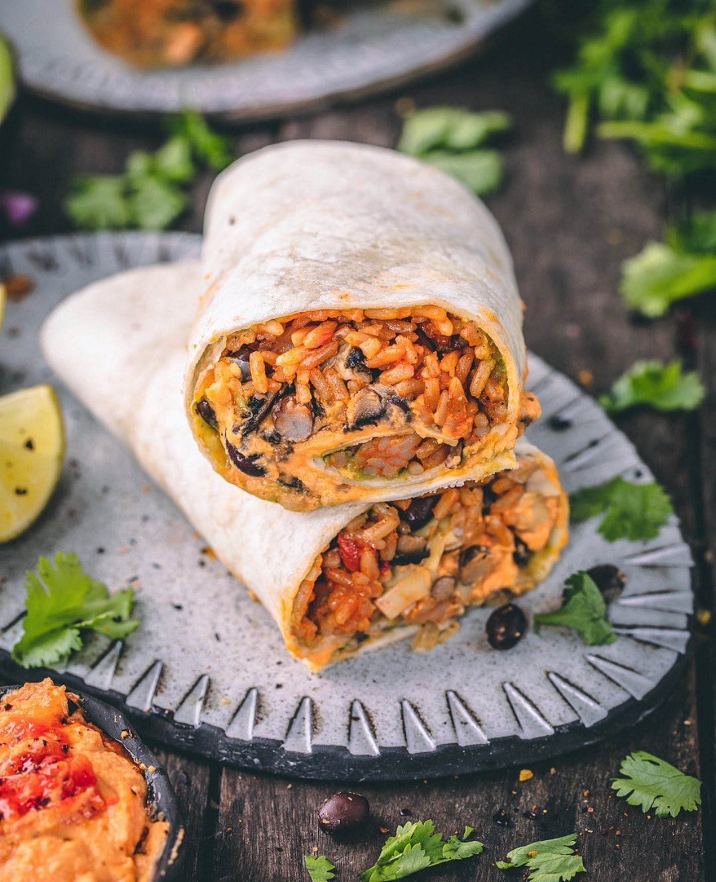 Vegan Bean Burrito with Chorizo and Queso