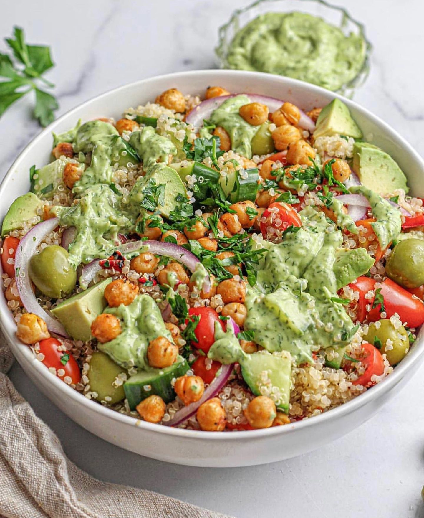Quinoa Salad with Avocado Dill Dressing