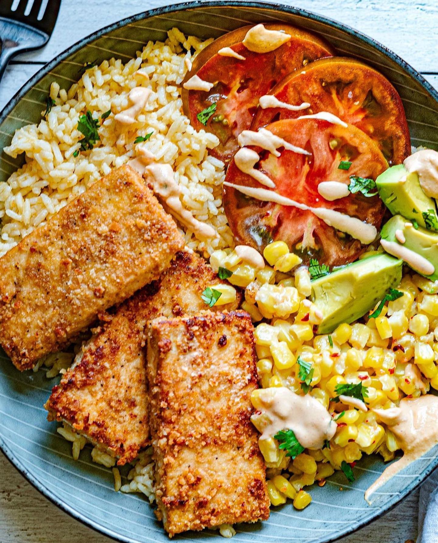 Crispy Tofu Bowl with Chipotle-Tahini