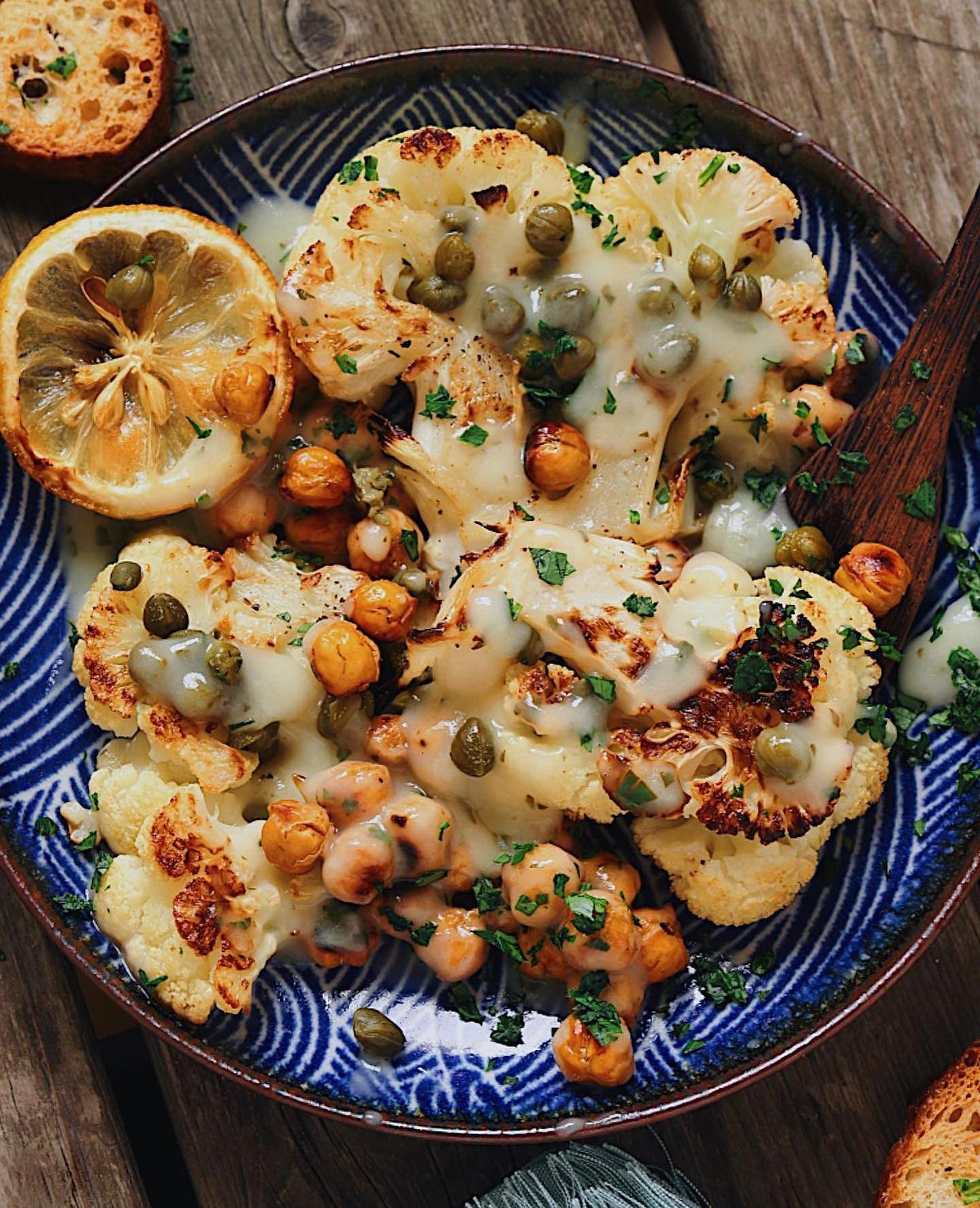 Roasted Cauliflower and Chickpea Piccata