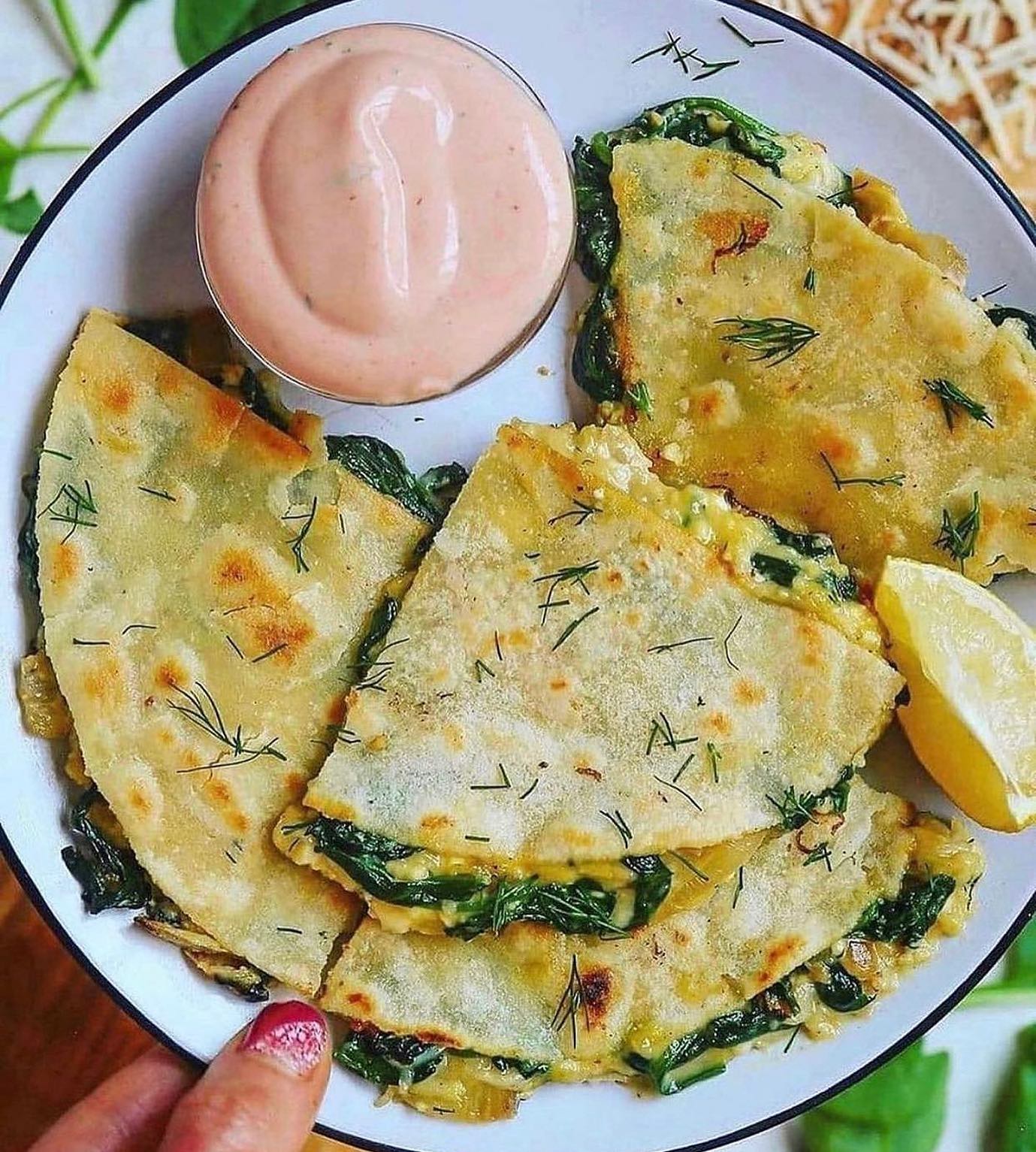 Avocado Spinach Black Bean Quesadillas