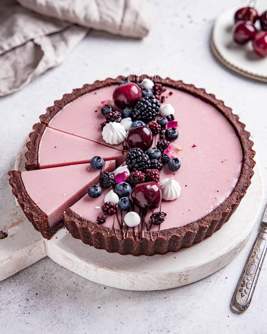 Vegan Chocolate Cherry Tart