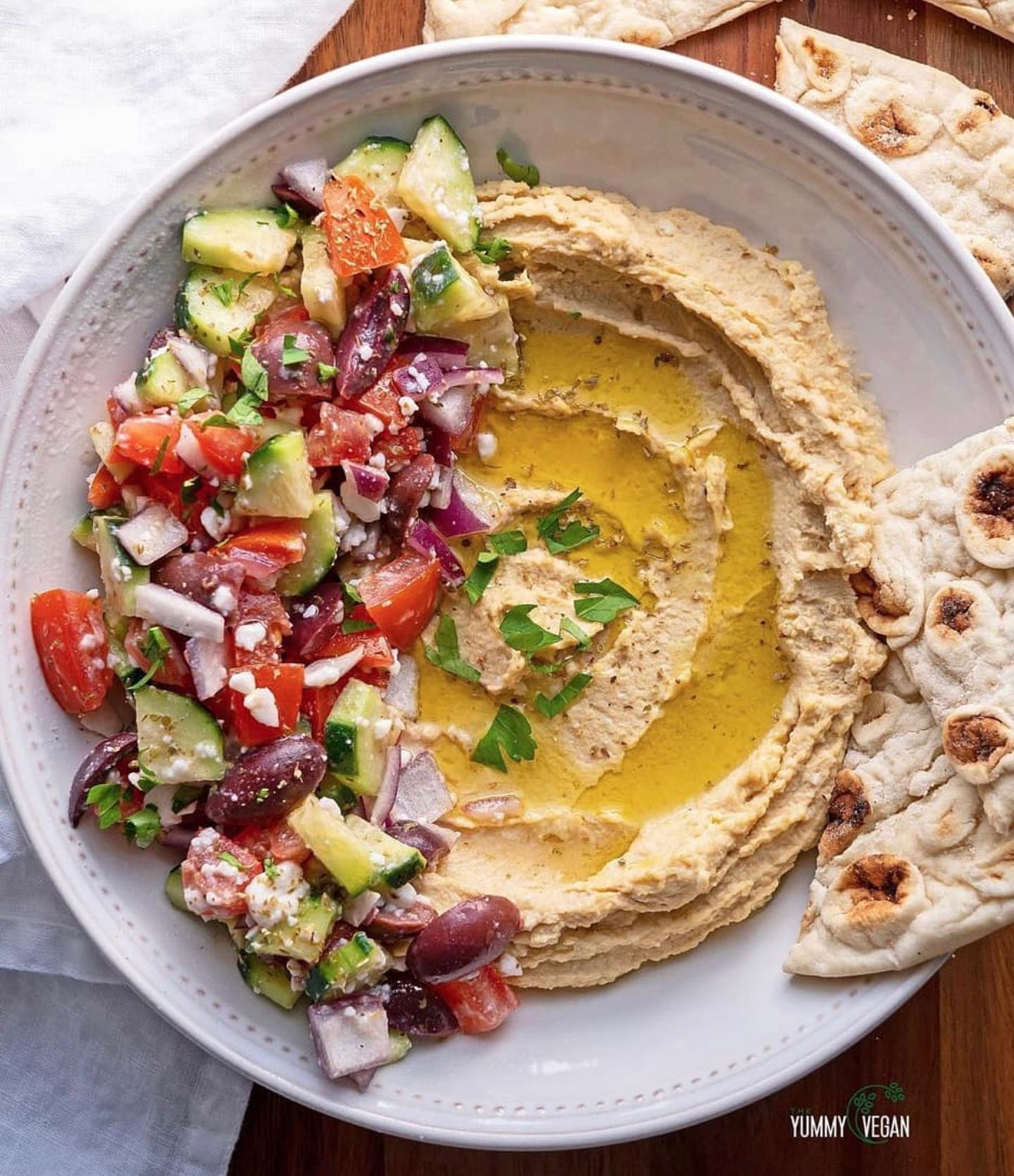 Hummus with Feta and Greek Salad