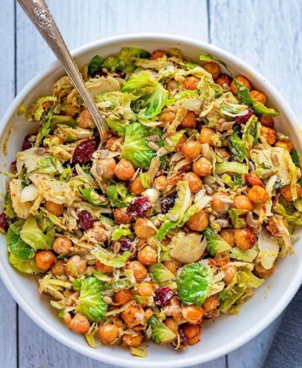 Chickpea and Brussels Vegan Caesar Salad