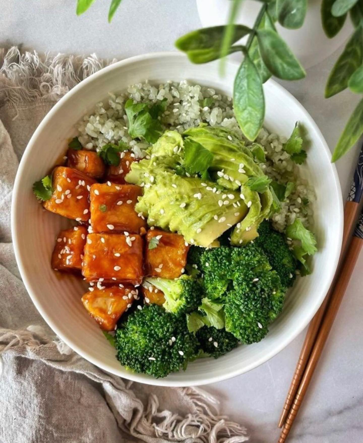Teriyaki Tofu with Jade Rice and Broccoli