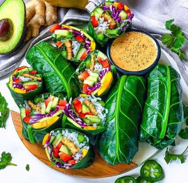 Sesame Ginger Tempeh Rainbow Wraps