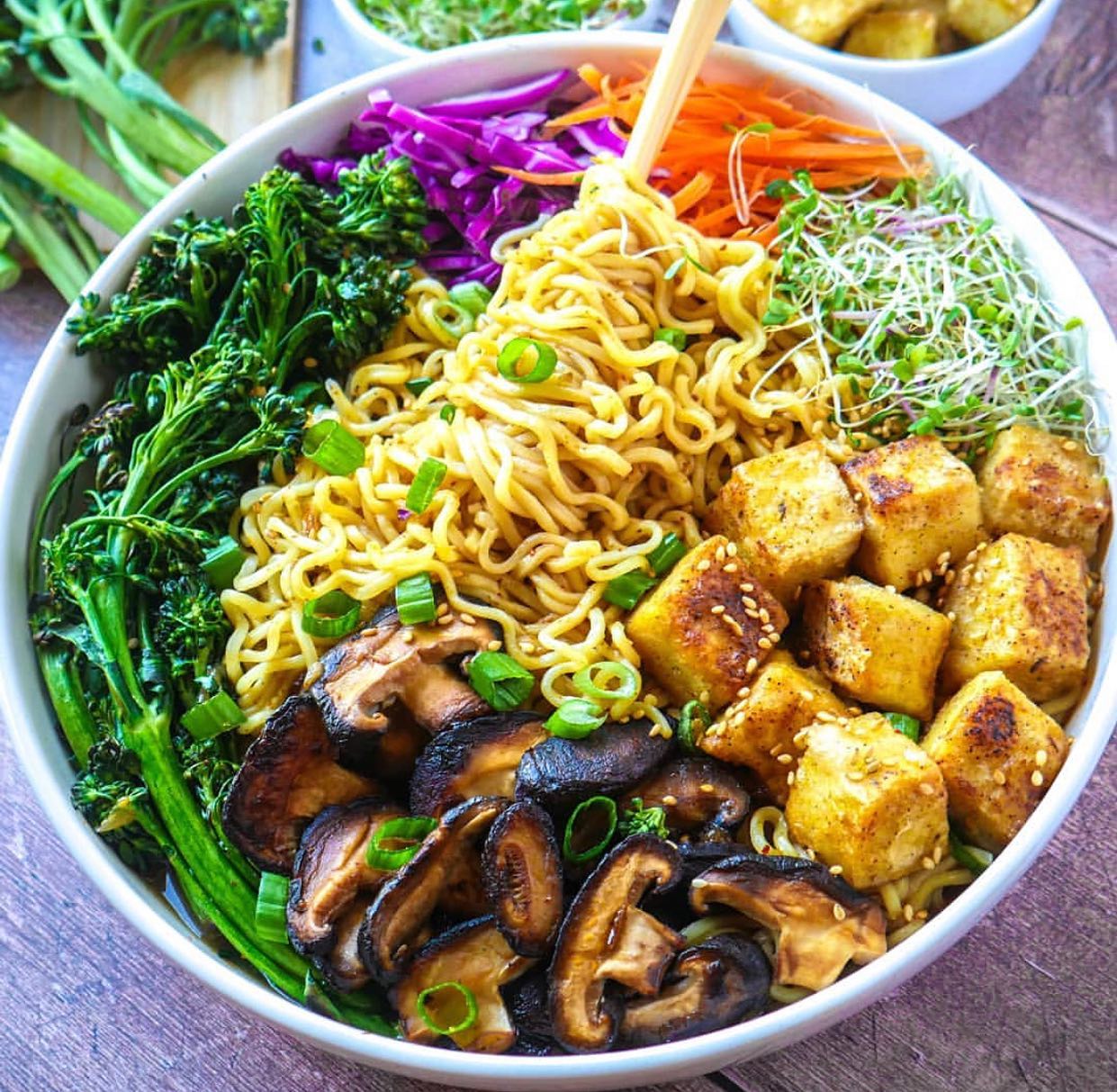 Vegan Ramen with Miso Ginger Shiitake Broth
