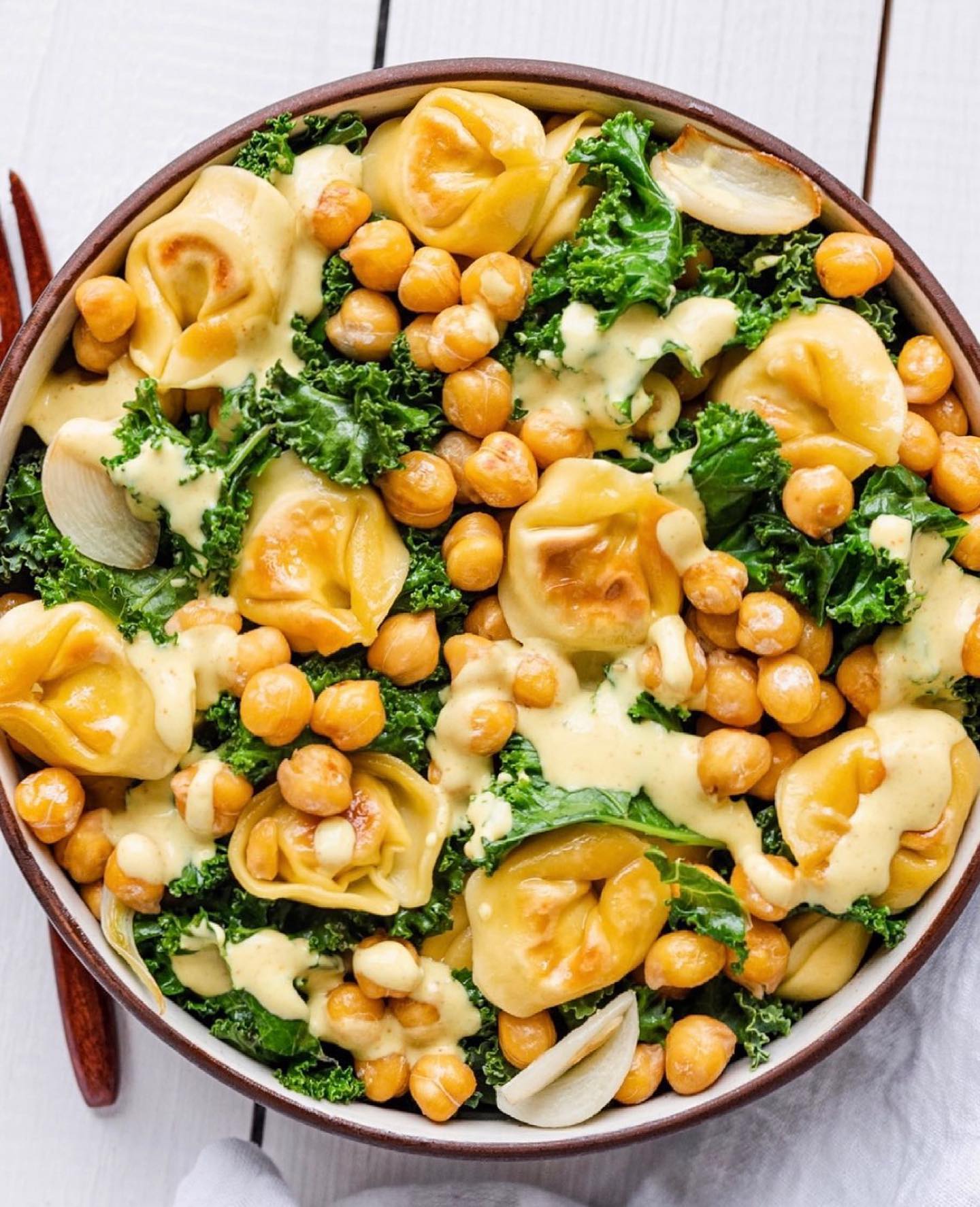 Tortellini and Chickpea Kale Salad