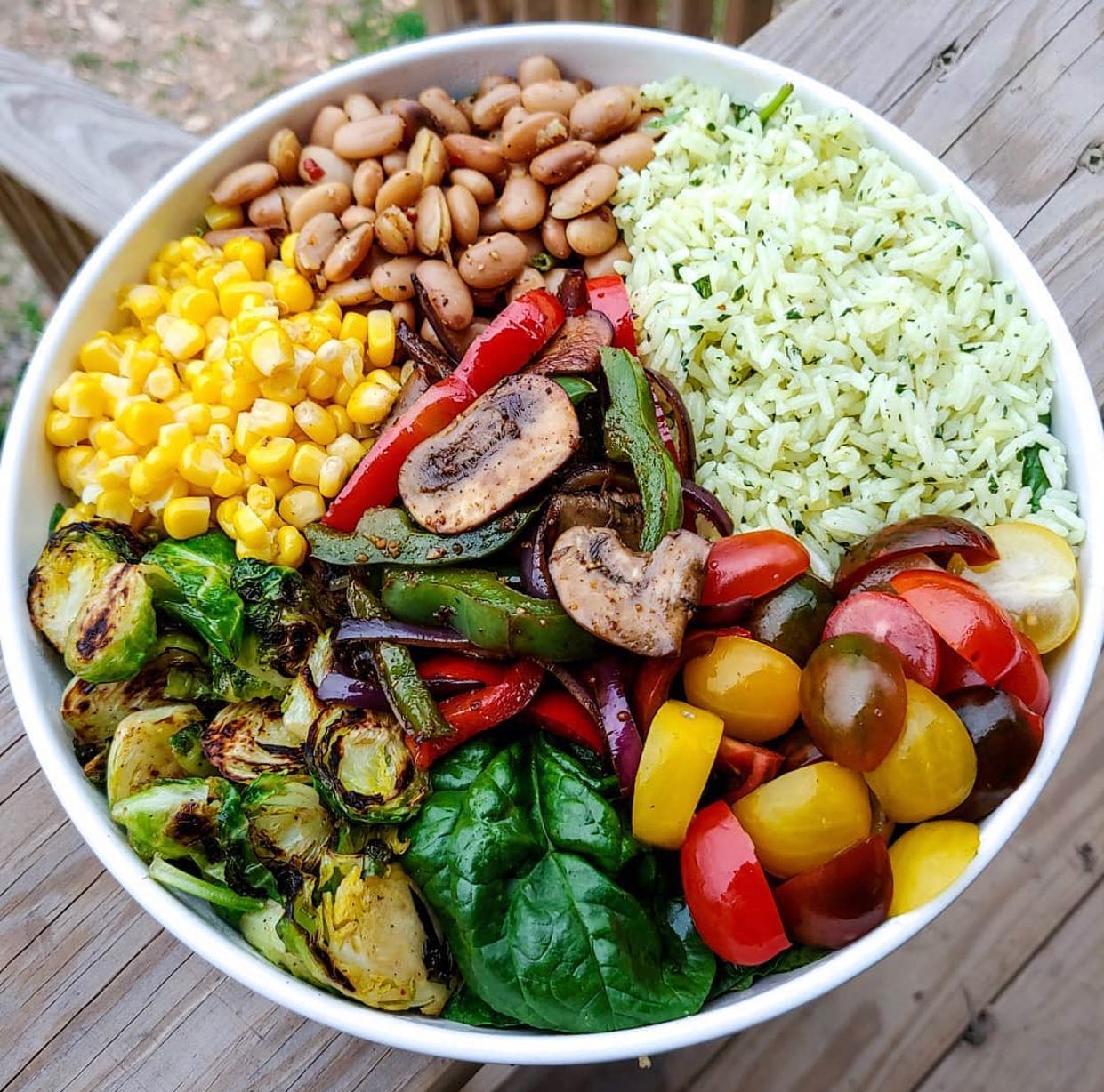 Vegan Burrito Bowl with Cilantro Lime Rice and Garlic Sauce