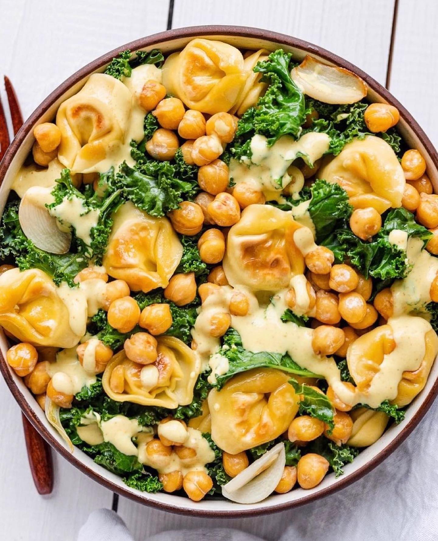 Tortellini and Chickpea Kale Salad