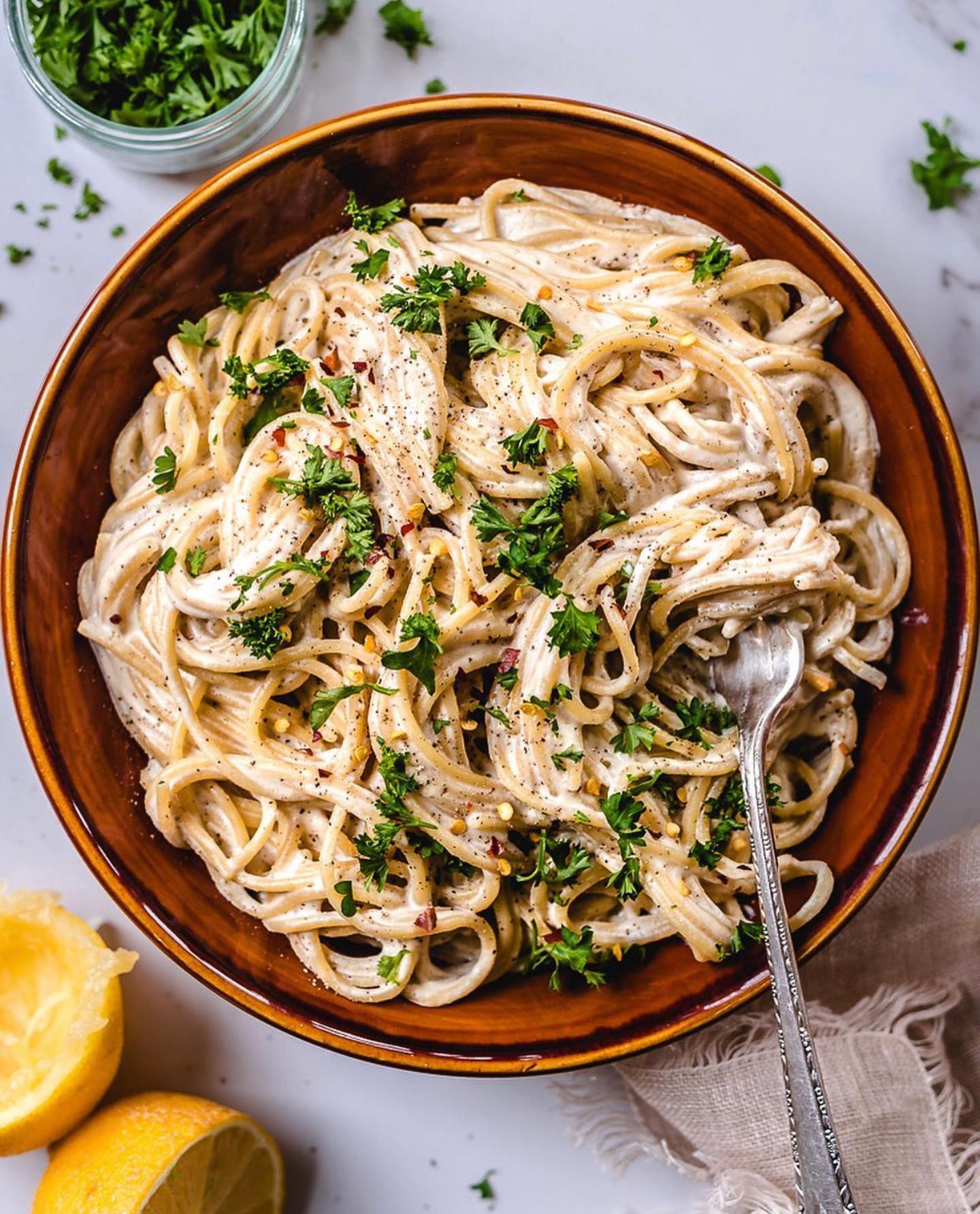 Creamy Vegan Cashew Alfredo Pasta