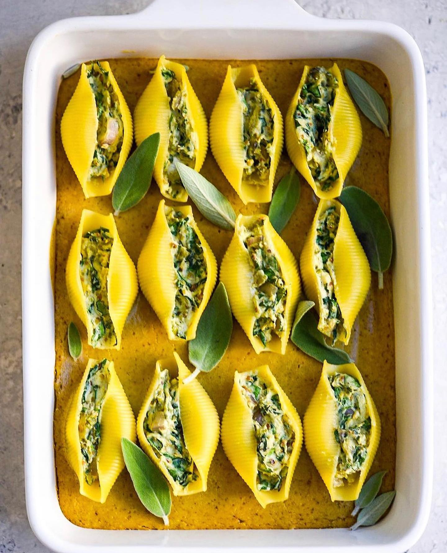 Vegan Pistachio and Ricotta Stuffed Pasta Shells with Creamy Pistachio Sage and Lemon Sauce