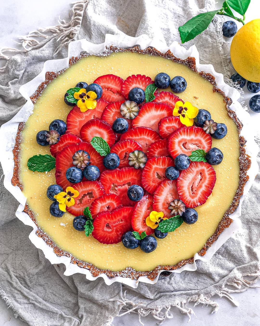 Gluten Free Vegan Strawberry Lemon Tart