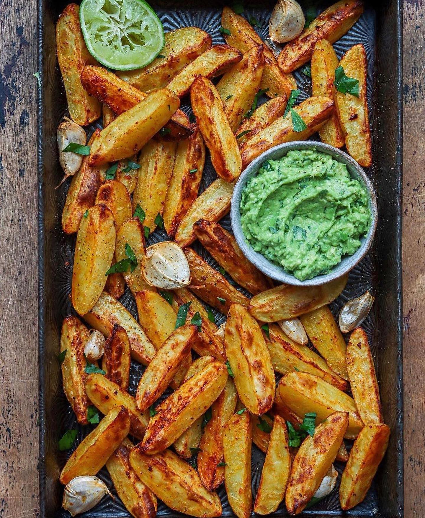 Spiced Potato Wedges with Guacamole