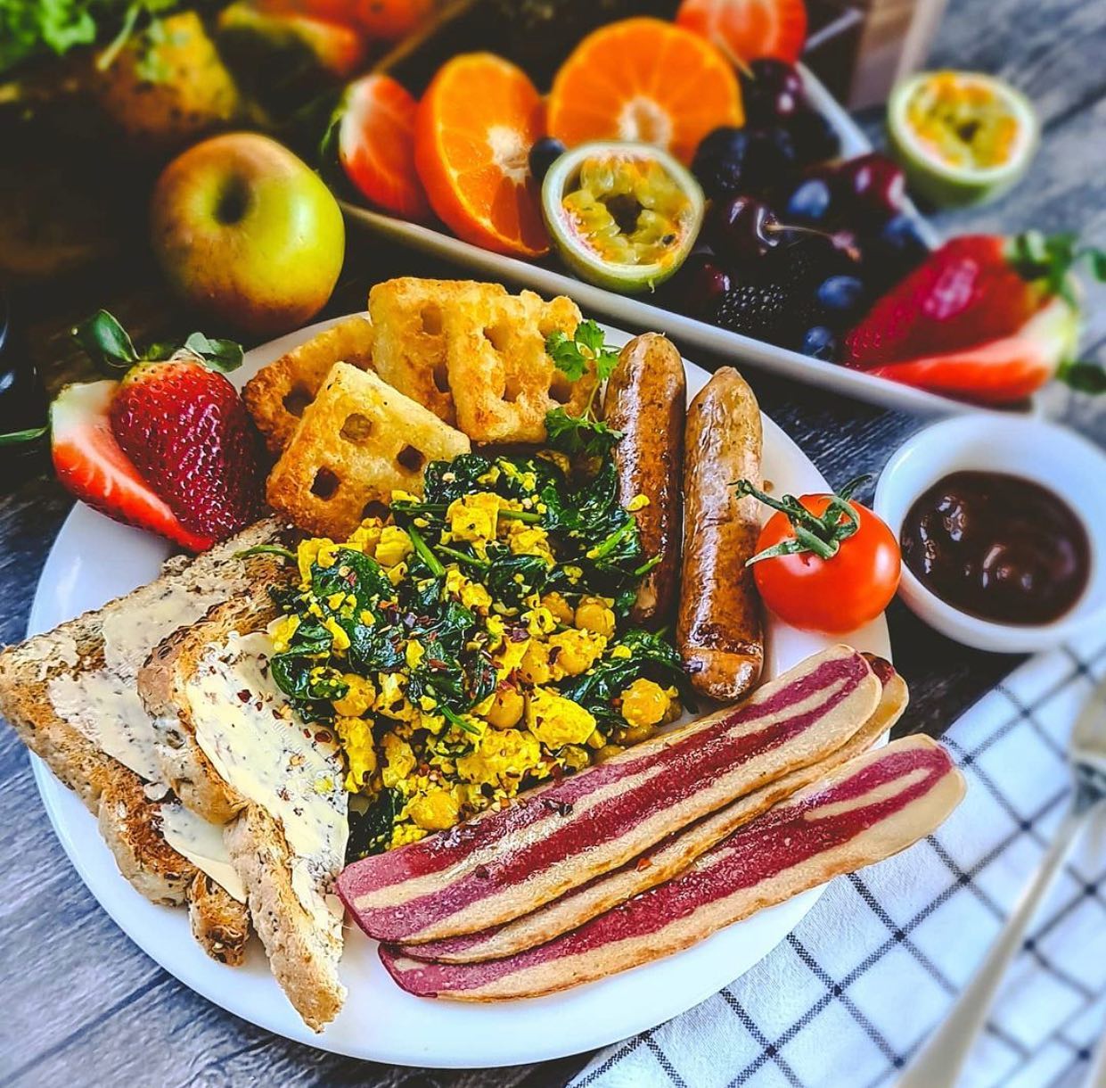 Vegan Cooked Breakfast with Tofu and Sides