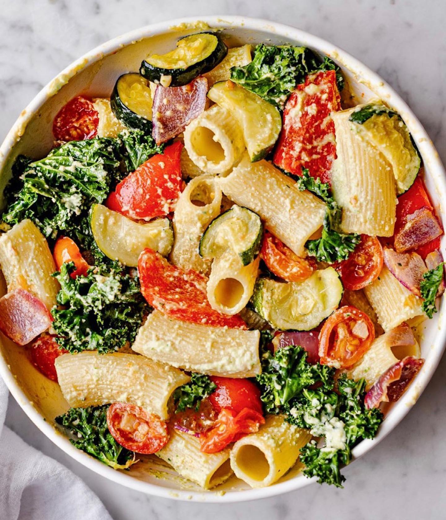 Roasted Veggie Pasta Salad with Creamy Cilantro Dressing