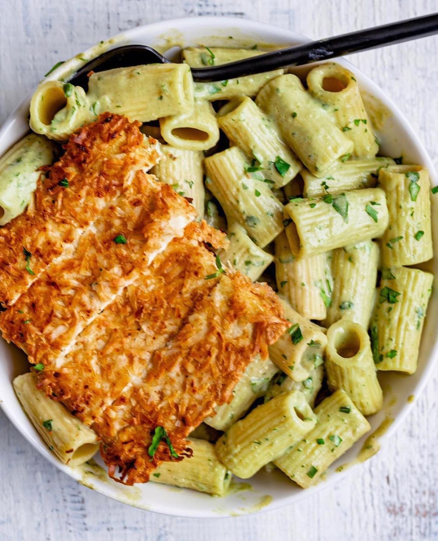 Creamy Pesto Pasta with Coconut Tofu