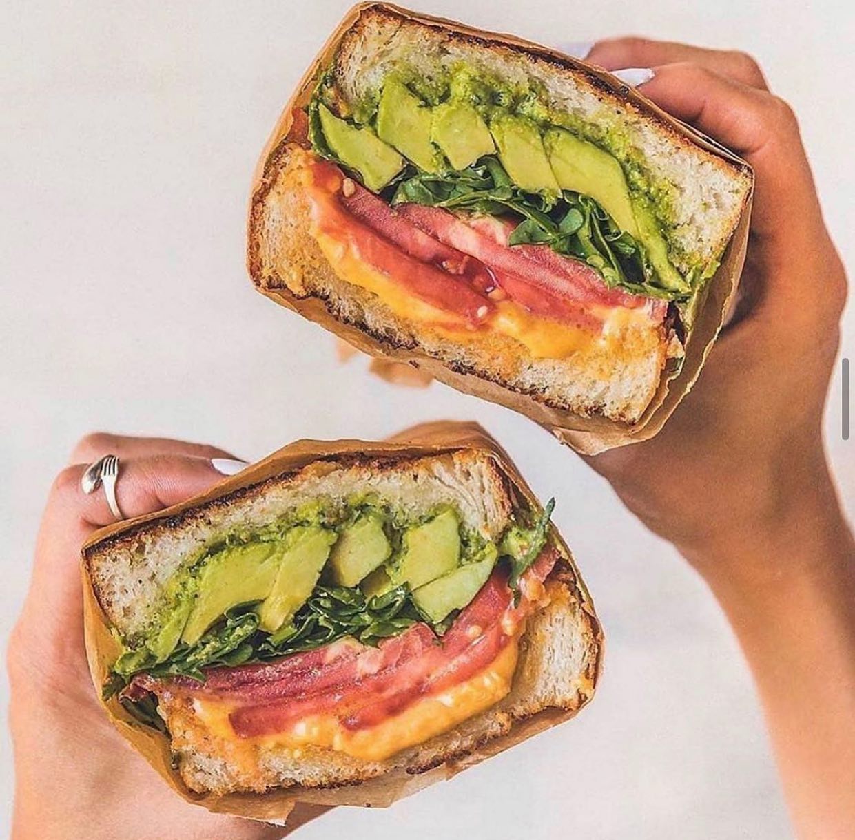 Vegan Veggie Sandwich with Basil Pesto