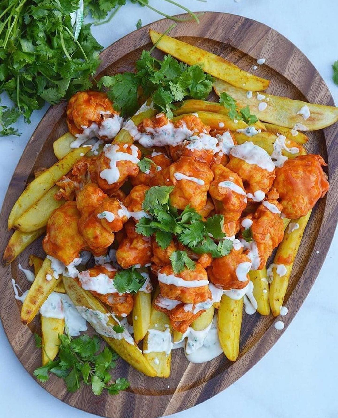Vegan Buffalo Cauliflower Fries