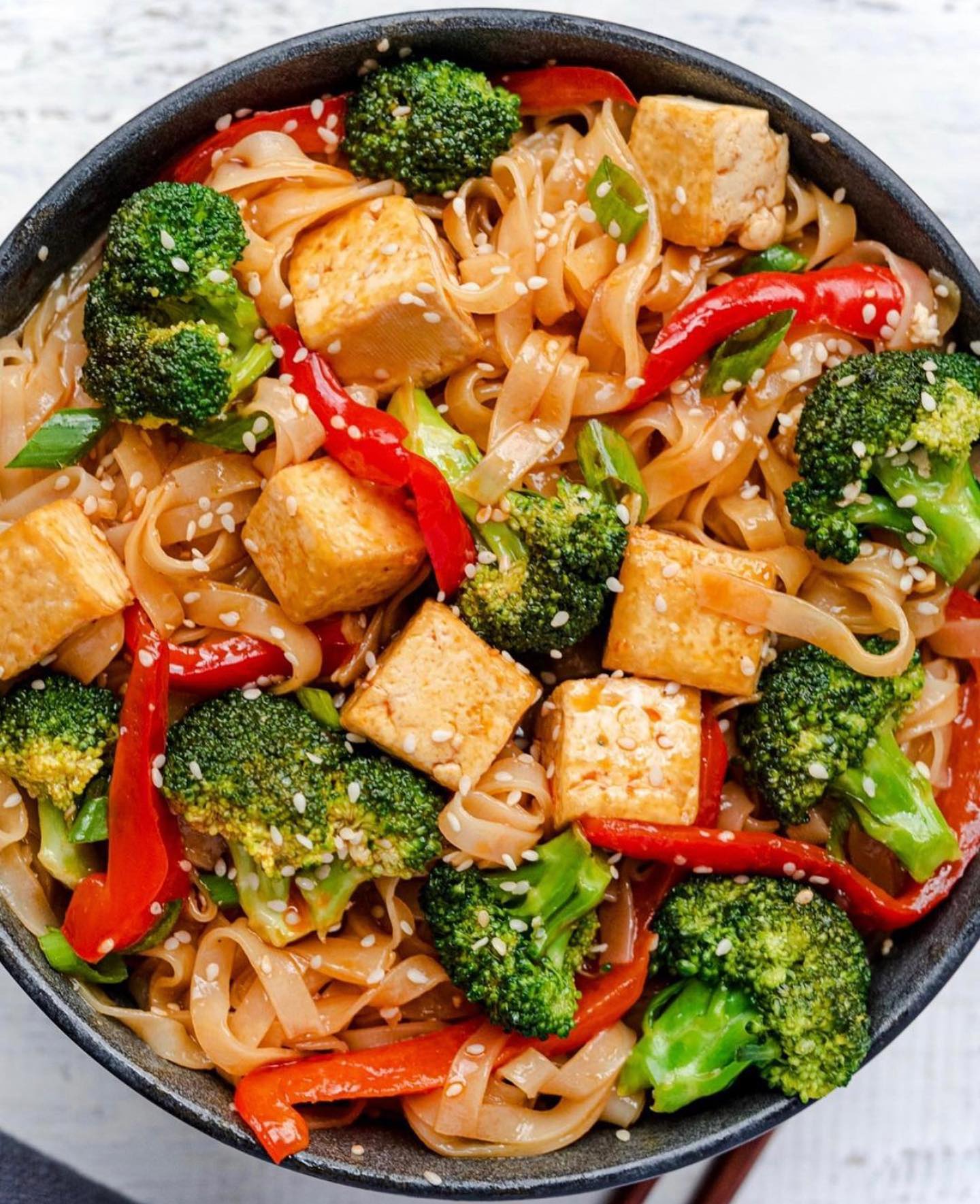 Sweet and Sour Tofu Stir-Fry with Vegetables and Noodles