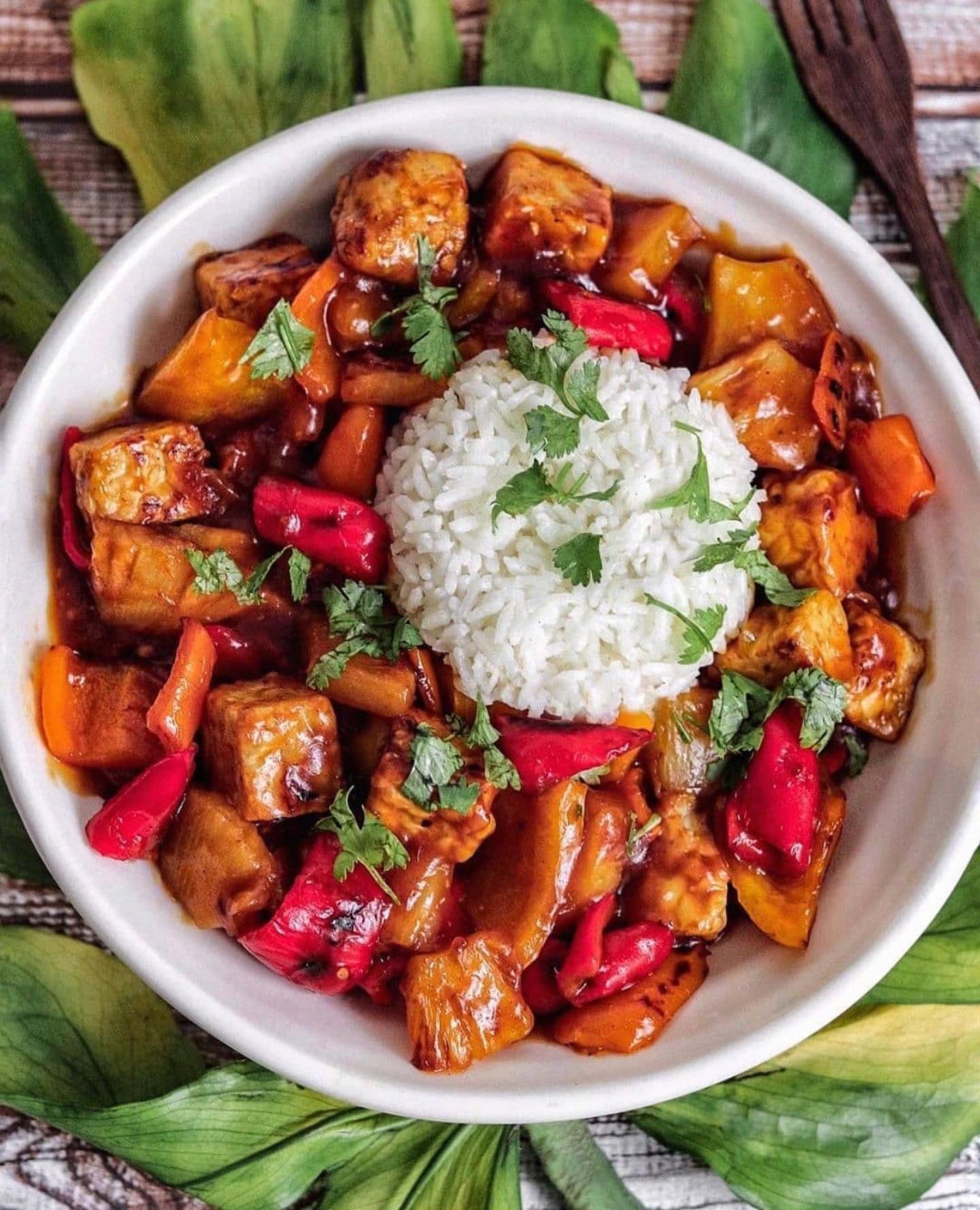 Sweet and Spicy Tempeh Pineapple and Pepper Stir-Fry