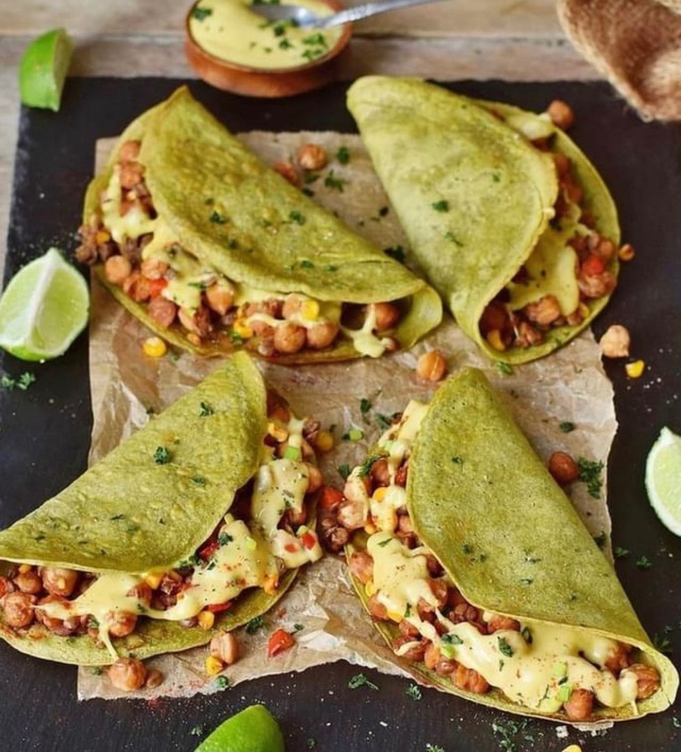 Crispy Baked Spinach Tacos