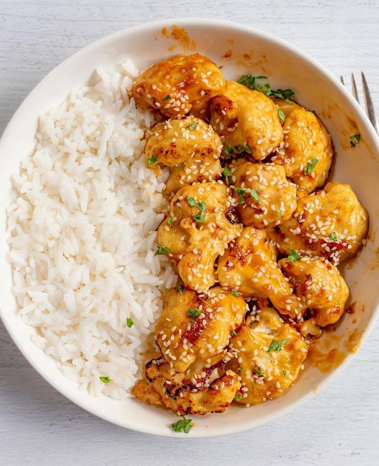 Sticky Sesame Cauliflower Oil-Free