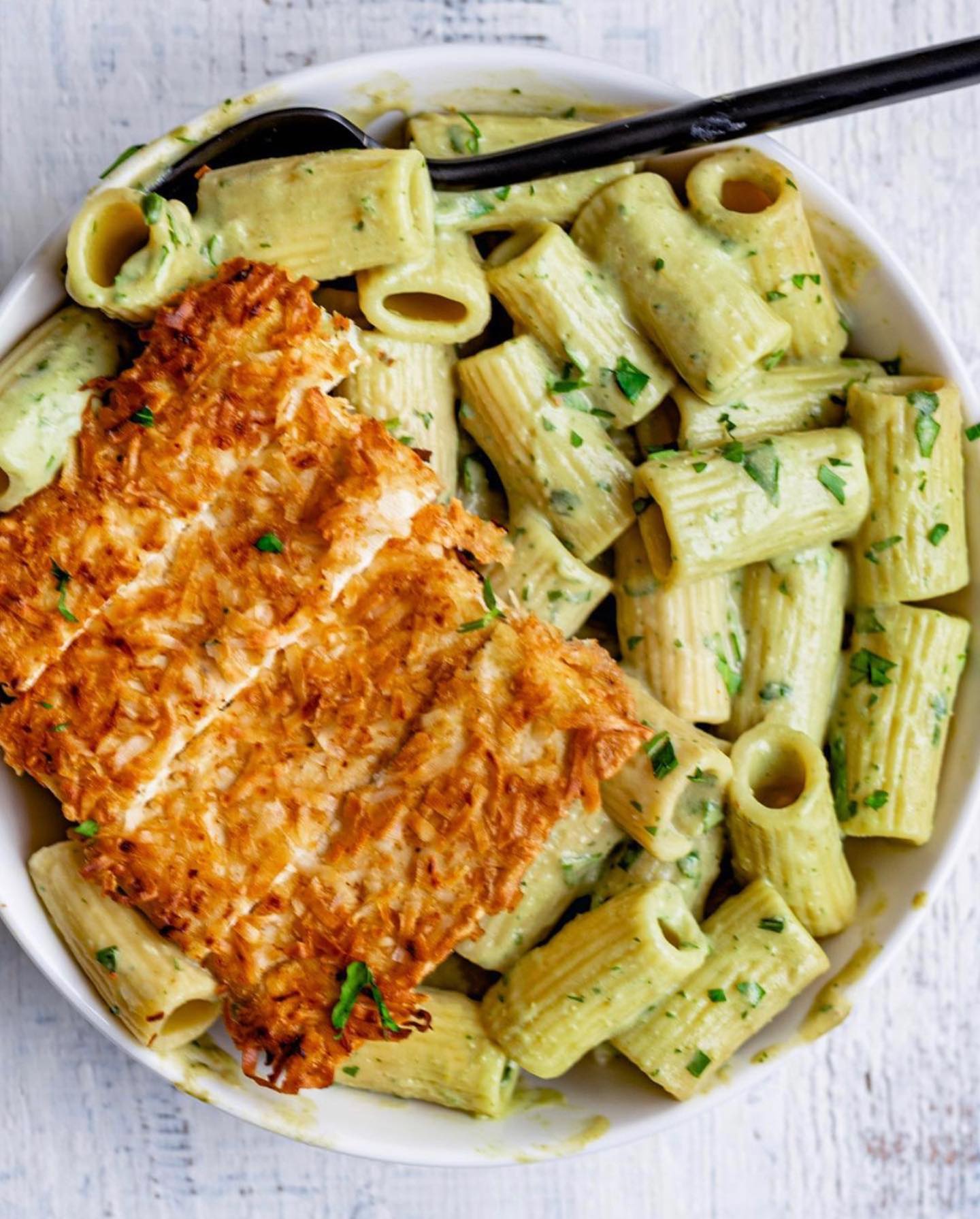 Creamy Pesto Pasta with Coconut Tofu