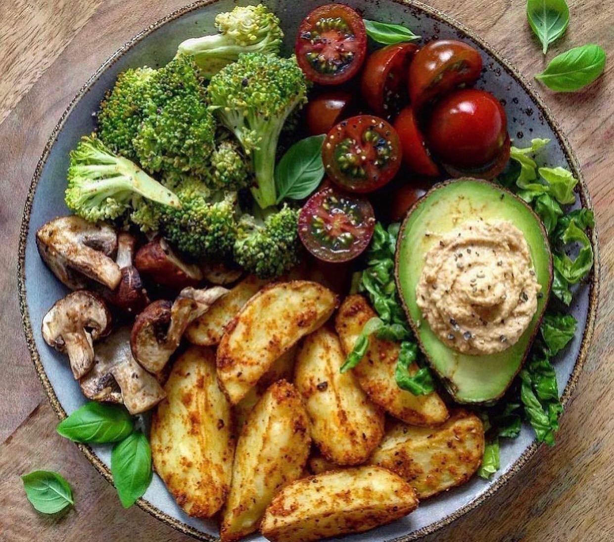Vegan Roasted Vegetable Bowl with Hummus Avocado