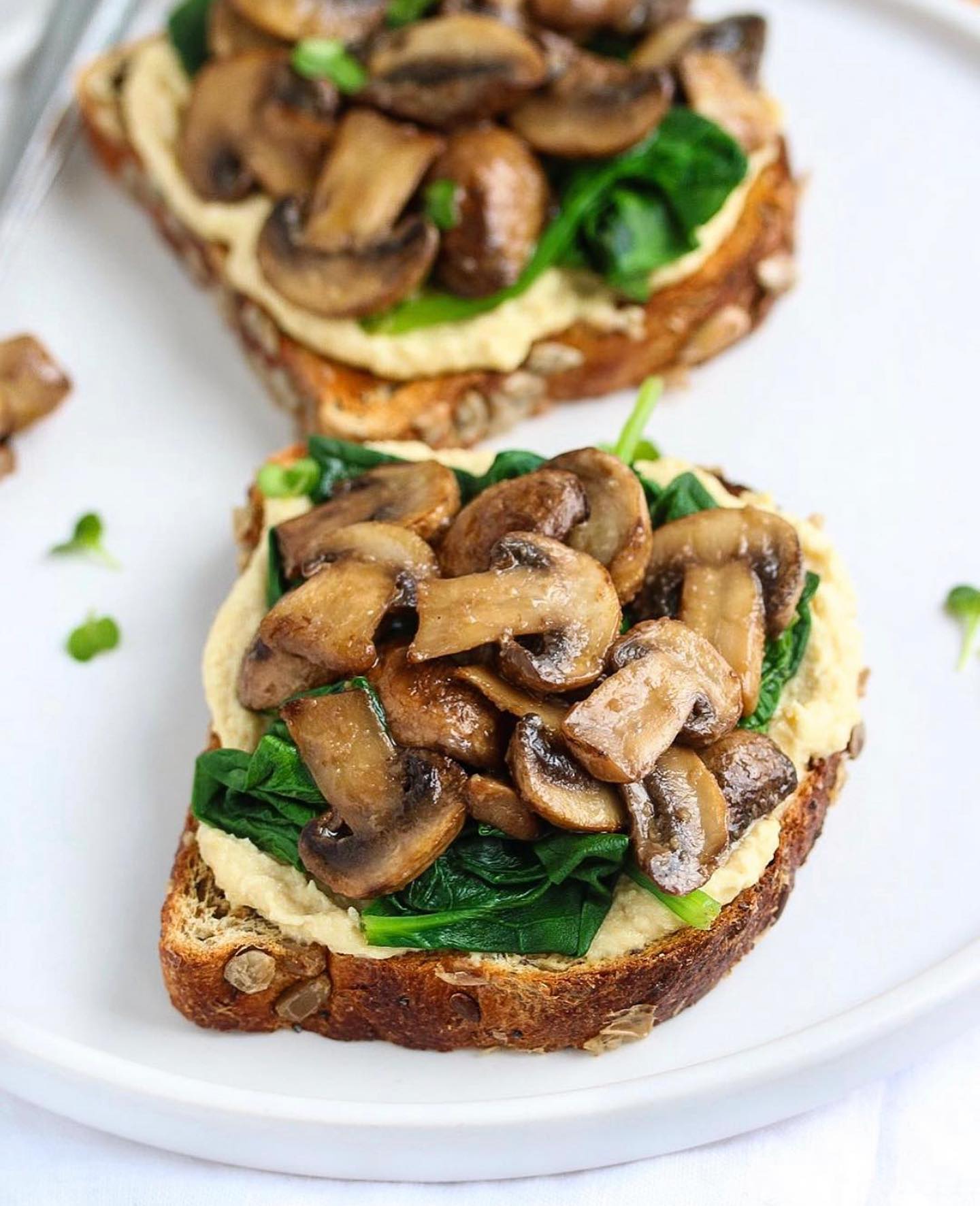 Vegan Hummus and Mushroom Toast