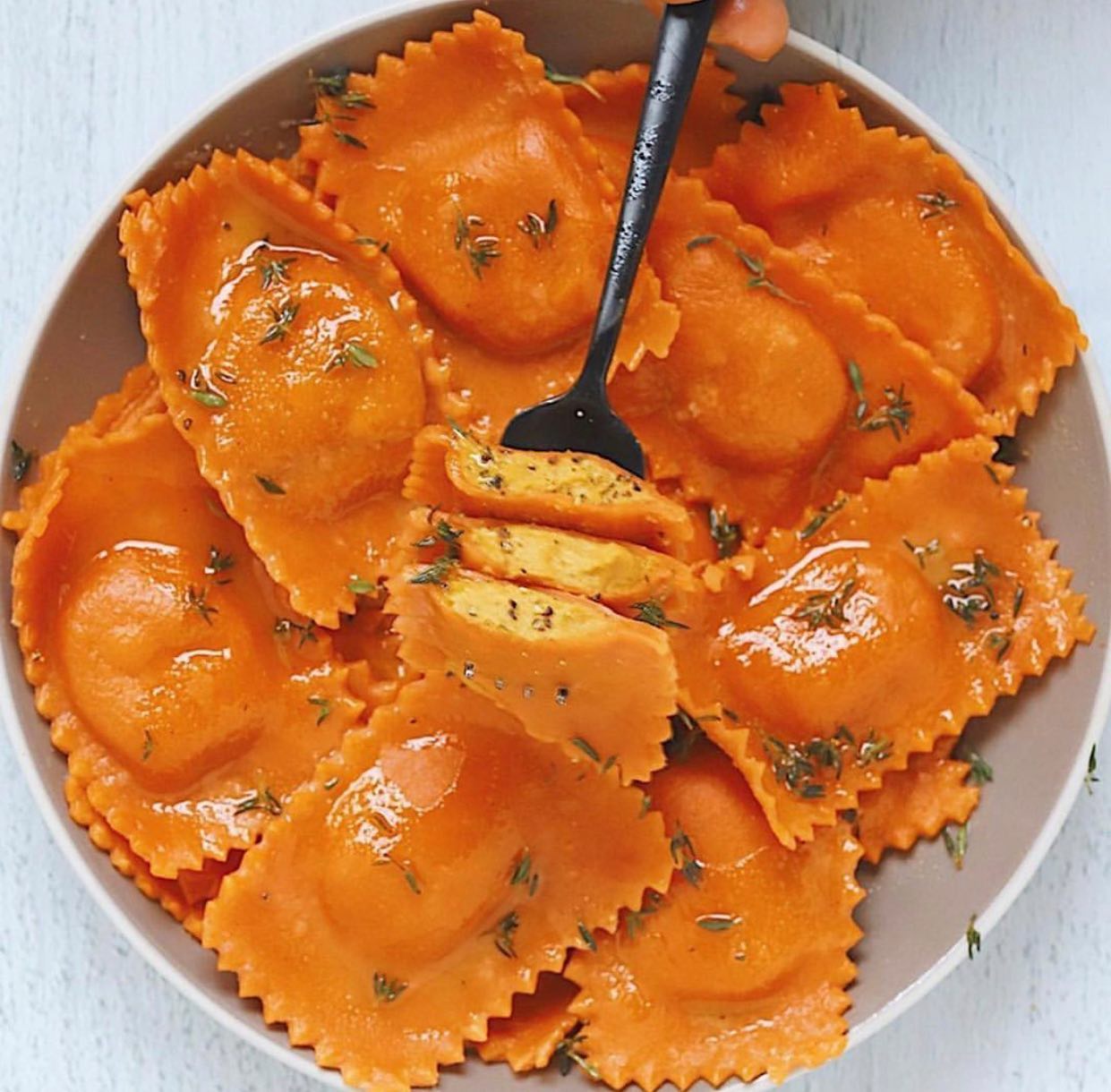 Vegan Butternut Cacio E Pepe Ravioli