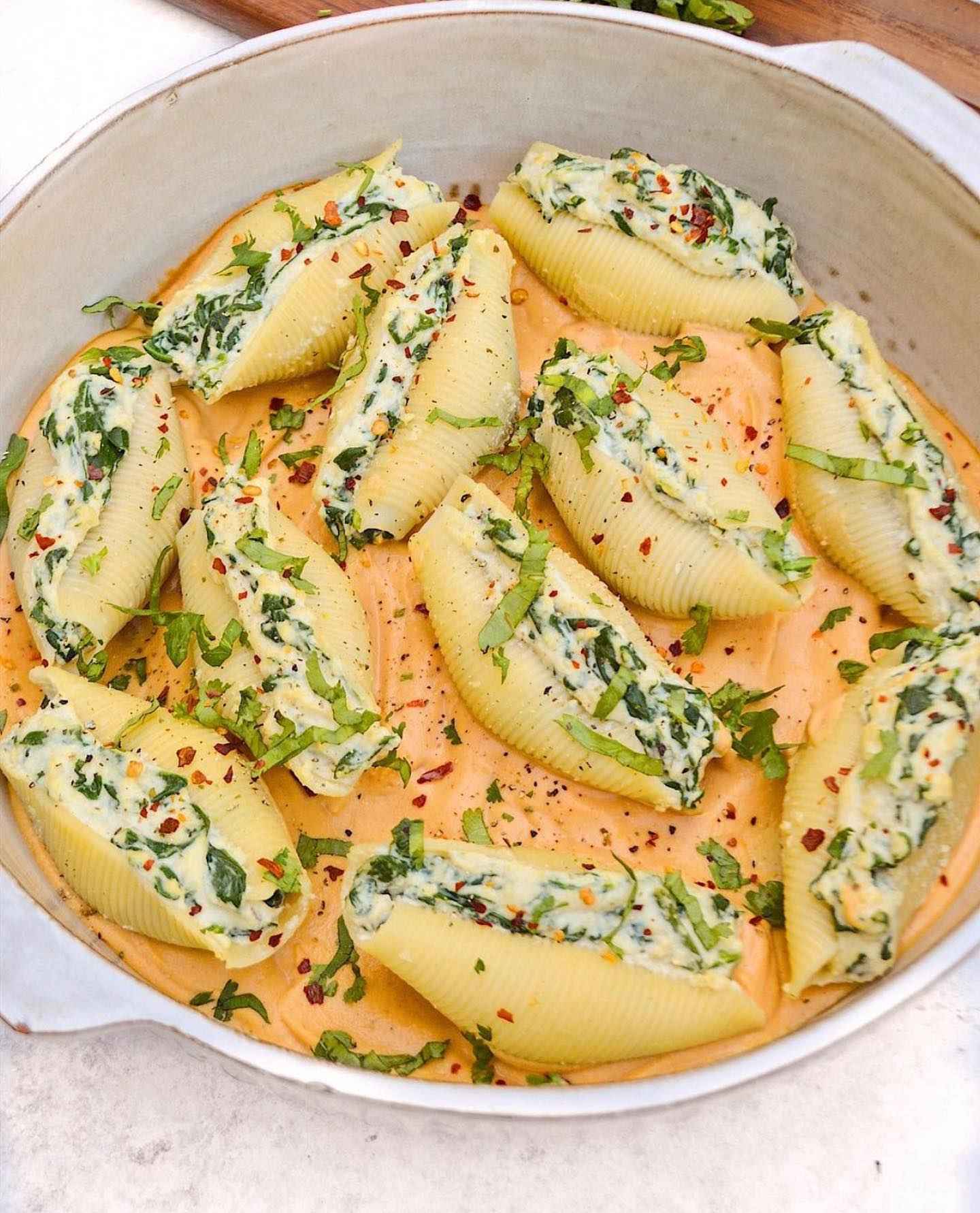 Vegan Ricotta Stuffed Pasta with Creamy Squash Sauce
