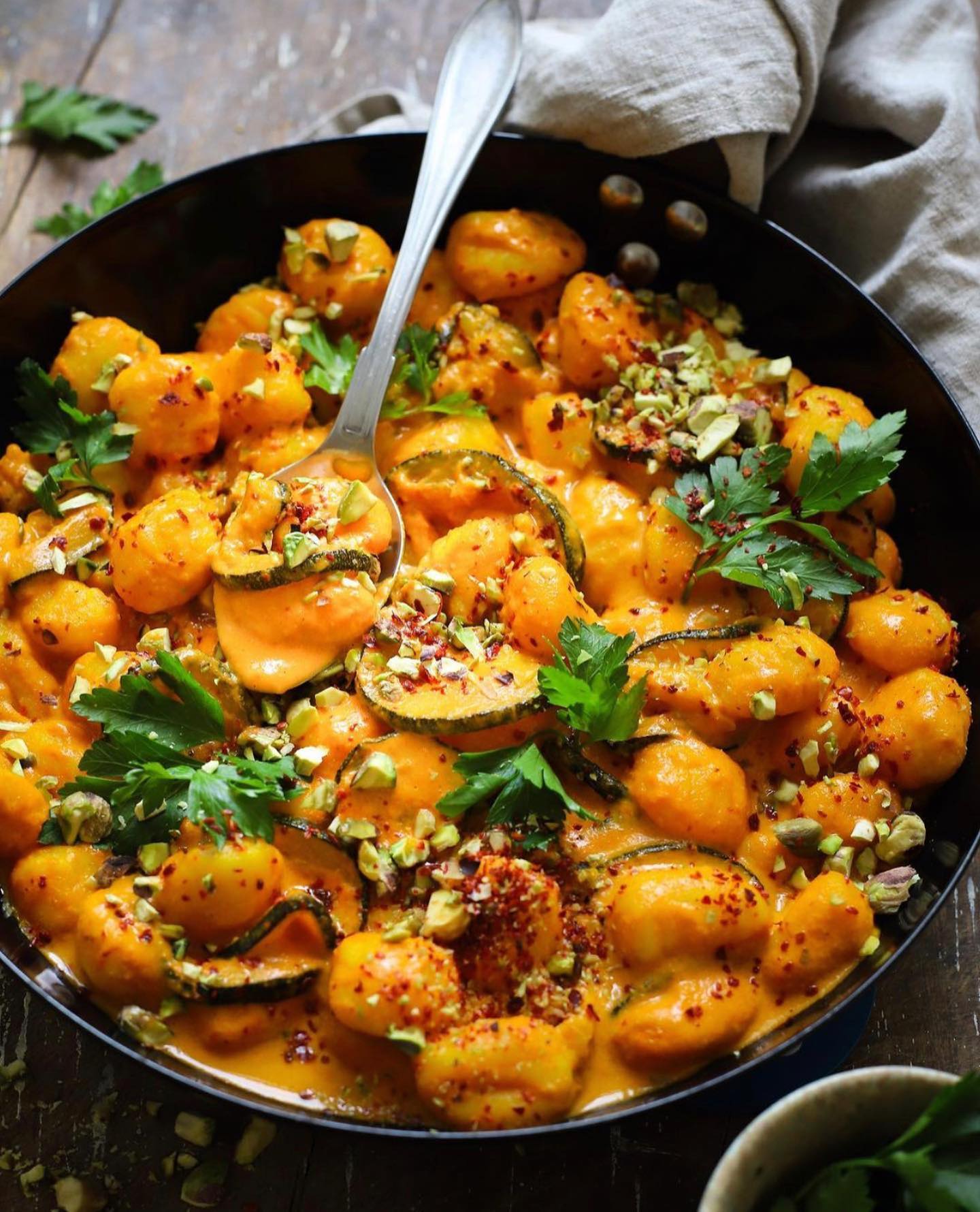 Gnocchi in Creamy Saffron and Grilled Pepper Sauce