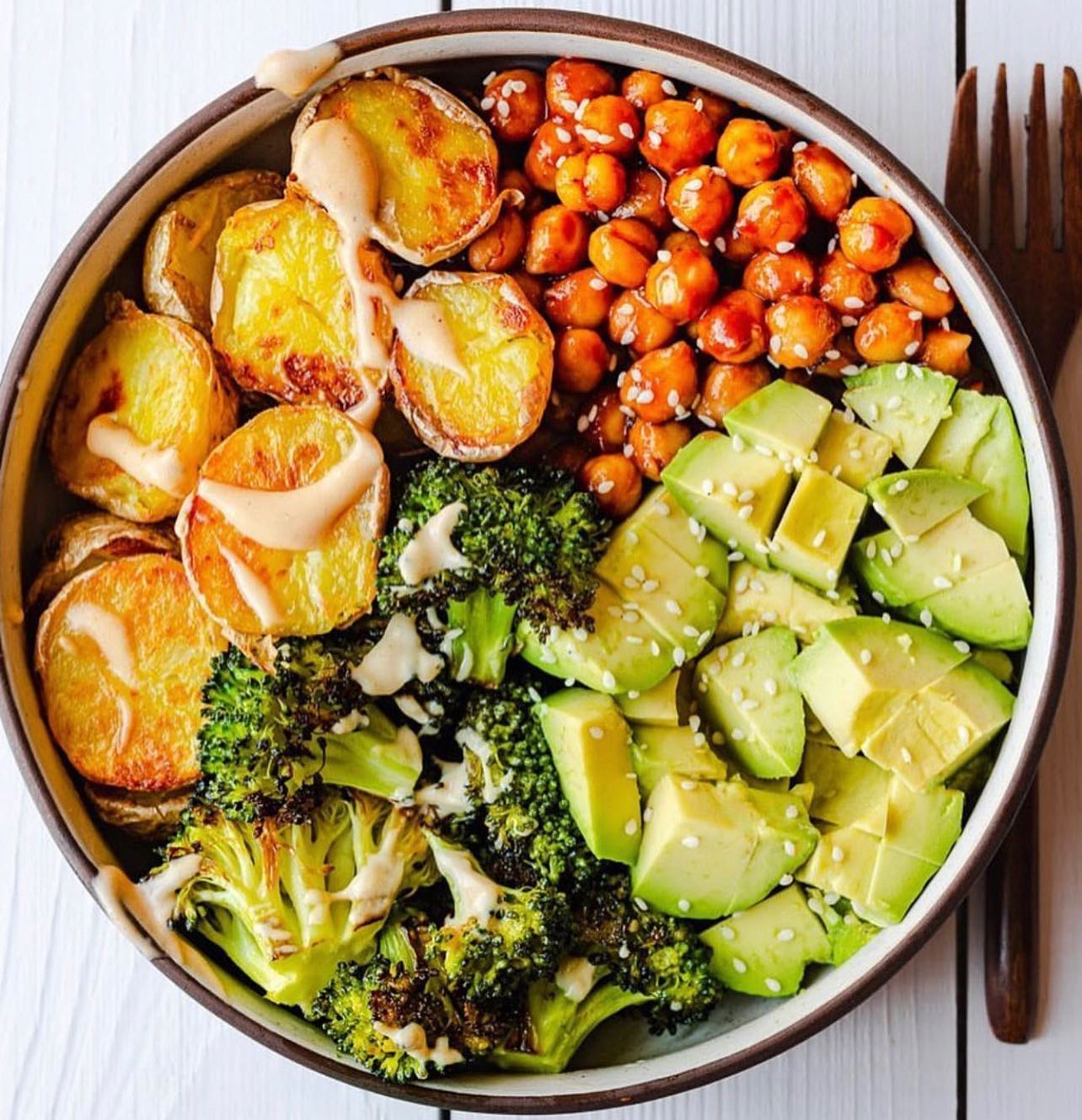 Crispy Roasted Broccoli, Potatoes, and Bbq Chickpeas