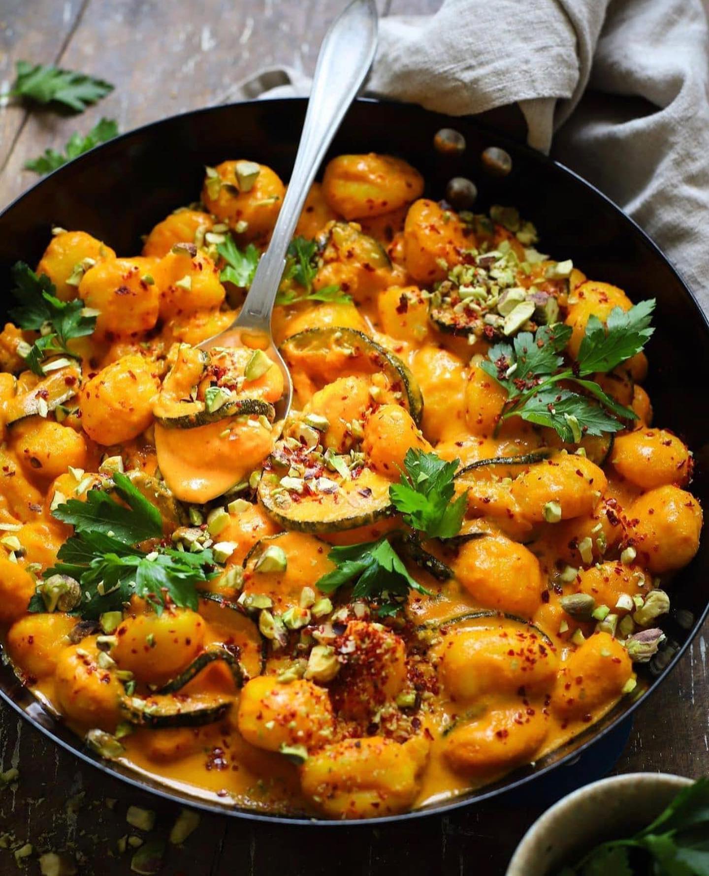 Gnocchi with Creamy Saffron and Grilled Pepper Sauce