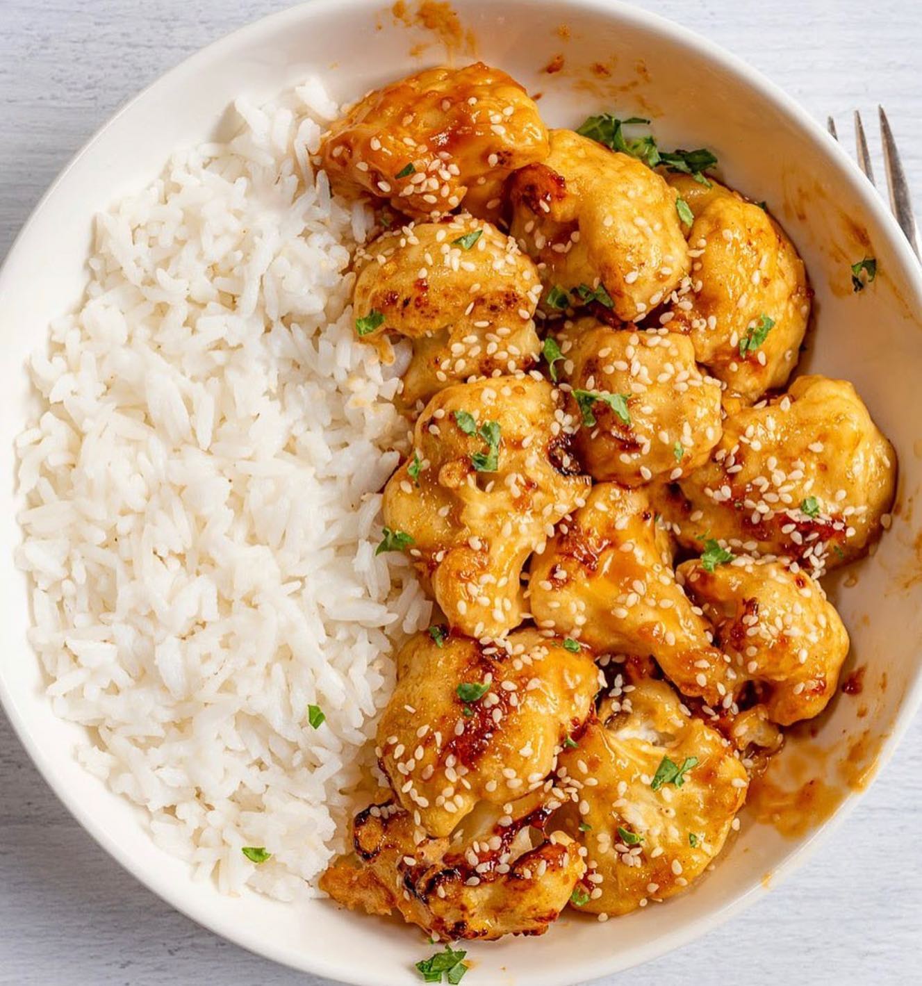 Oil-Free Sticky Sesame Cauliflower