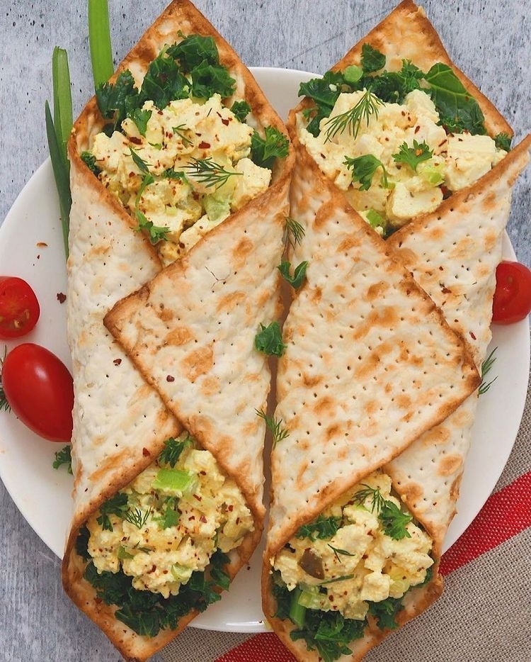 No Egg Salad Matzah Wraps