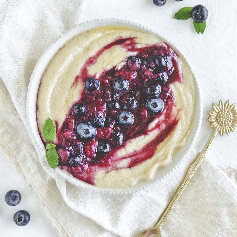 Semolina Pudding with Berries and Maple Syrup