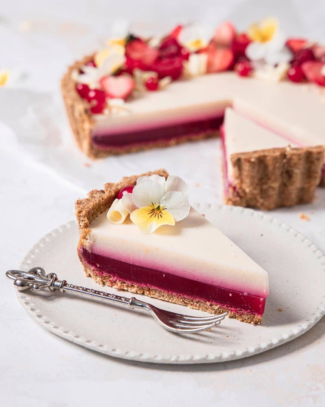 Spring Tart with Lemon Custard and Raspberry Jelly