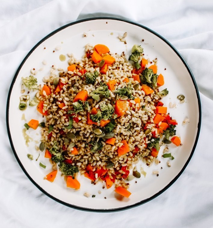 Brown Rice and Quinoa Salad with Hemp Seed Oil Vinaigrette