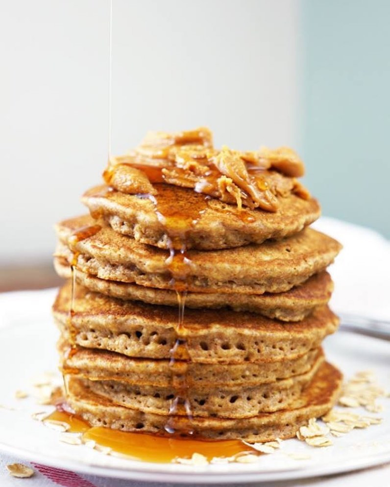 Vegan Salted Caramel Pecan Pancakes