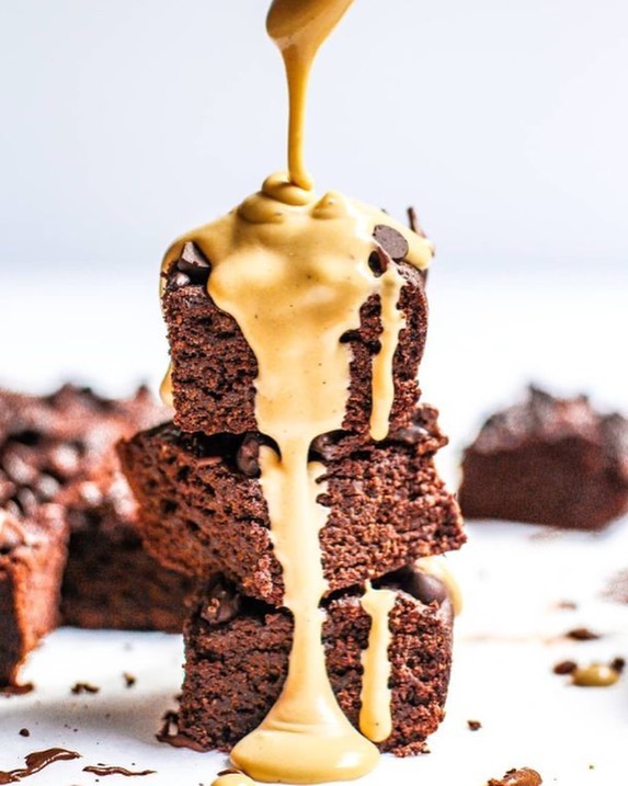 Sweet Potato Blender Brownies with Coconut Caramel