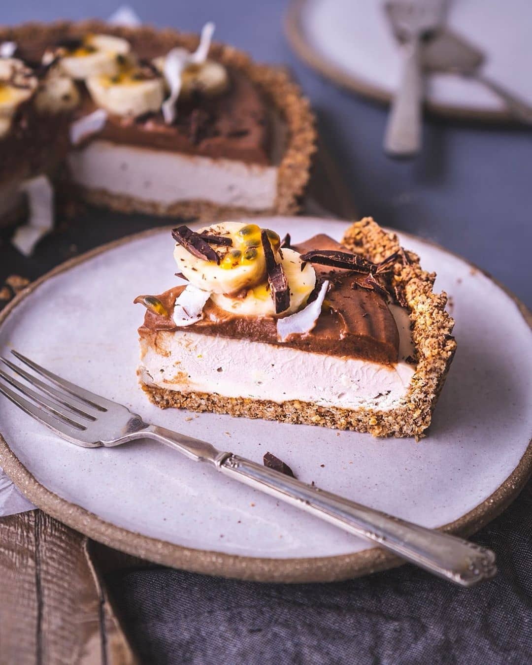 Vegan Banana Tart with Chocolate Caramel Cream