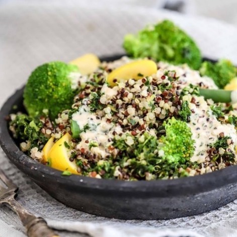Veggie Quinoa Salad with Tahini Dressing