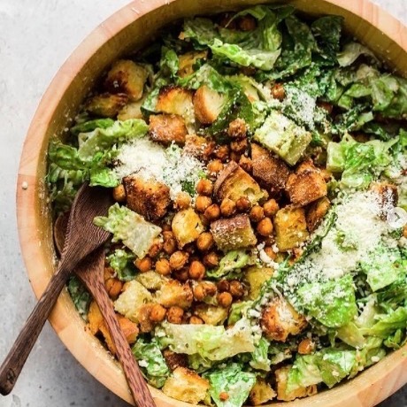 Vegan Chickpea Caesar Salad with Croutons