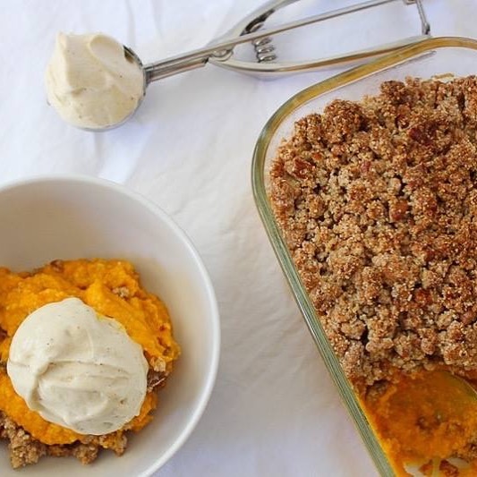 Pumpkin Casserole with Maple Walnut Topping