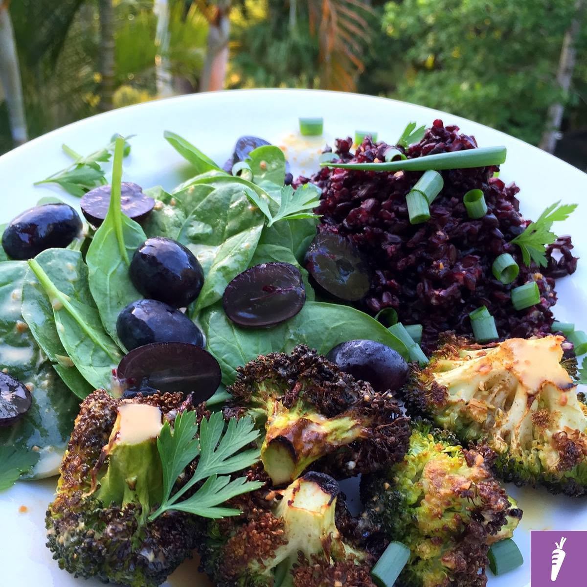 Grape Black Rice Roasted Broccoli Salad