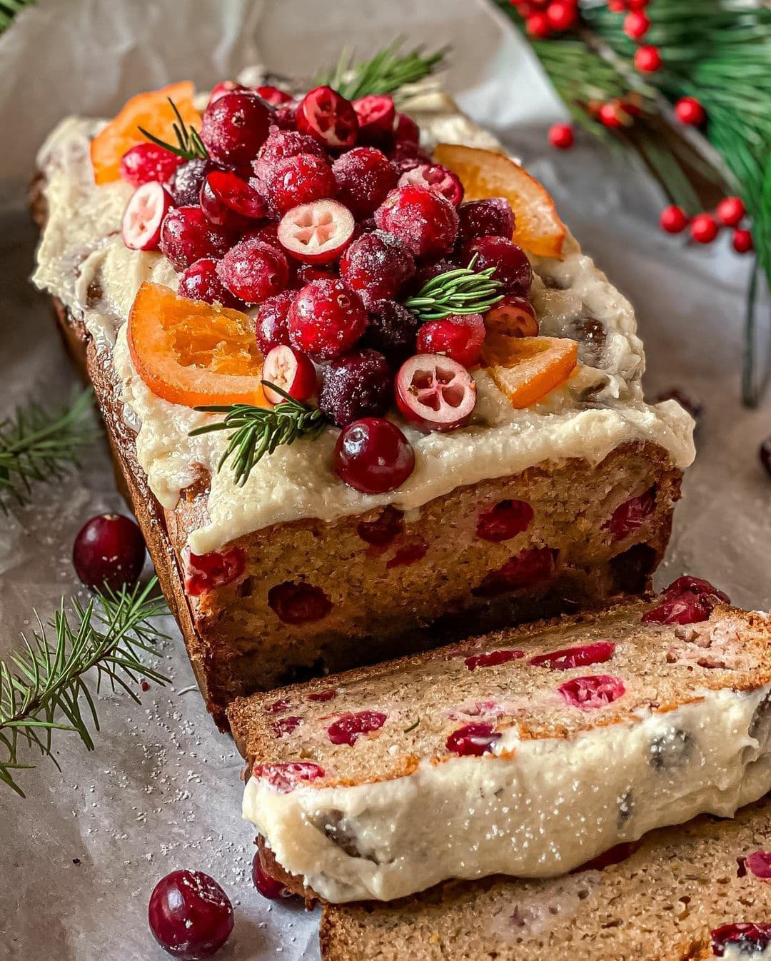 Cranberry Orange Banana Bread with Buttercream Frosting